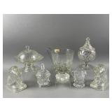 Lot of Vintage Clear Glass Horse Bookends & More