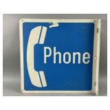 Vtg Double-sided Metal Sign Public Pay