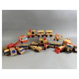 Vtg Mattel Wooden Trains, Planes, & Vehicles