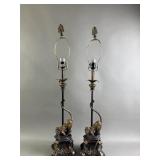 2 Bronze Monkey Lamps
