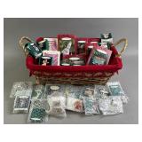 Christmas Wicker Basket W/ Hallmark Ornaments