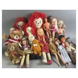 Vtg Stuffed Dolls, Barbies, & More
