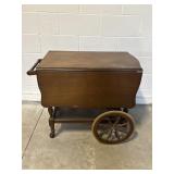 Vtg Drop Leaf Tea Cart / Bar Cart on Wheels