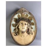 1960s Vtg Chalkware Plaster Jesus Wall Plaque