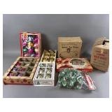 Vintage Christmas Ornaments, Tree Holder & More