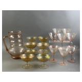Vtg Pink & Iridescent Depression Glass
