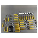 Vintage Yellow Oxford Hall Japanese Cutlery Set