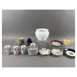 Vintage Milk Glass Planter, Tea Set & More
