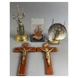 Vtg Collection of Wall/Standing Crucifixes & More