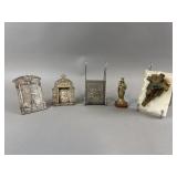 Vintage Catholic Triptych, Brass Statue & More
