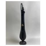 Vtg Black Fenton Swung Thumbprint Glass Vase