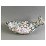 Vtg Ceramic Koi Carp Tureen Porcelain Piece