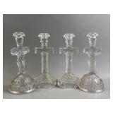 Vtg Glass Crucifix Candle Holders