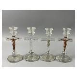 Vintage Pressed Glass Crucifix Candle Holders