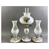 Vtg Milk Glass Hurricane Lights Set of 3