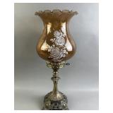 Antq Beautiful Roses Hurricane Lamp