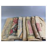 Vtg Burlap Feed Bags W/Advertisement Logos