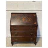 Marquetry Inlay Antique Secretary Desk