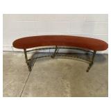 Antique 1/2 Moon Sitting Bench W/ Velvet Top