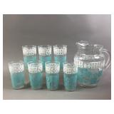 Vtg 1960s Hazel Atlas Atomic Retro Pitcher & Glass