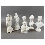 Vintage Ceramic Religious Bust Statues