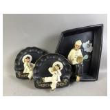 Vtg Chinese Chalkware Figures & Wall Plaques