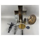 Various Religious Bust Statues, Coin Purse & More