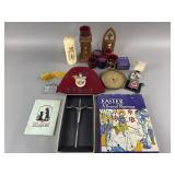 Vtg Religious Candles, Hat & More