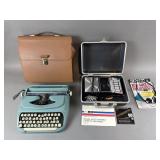 Vtg  Blue Singer Type Writer & Cassete Recorder