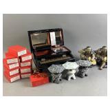 Vtg Japanese Piano Jewelry Box, Figures, & More
