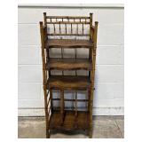 Vtg Bamboo Tiered Shelf