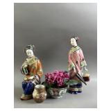 Asian Chinese Wucai Porcelain Figures & More