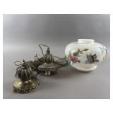 Antique Hanging Pendant Light, Milk Glass Shade