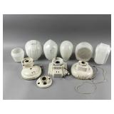Antq Porcelain Light Fixtures w/Milk Glass Shades