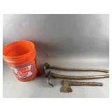 Lot Of Axes & Bucket