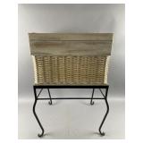 Rattan-style Storage Basket & Wrought Iron Stand