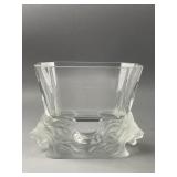 Vtg Lalique "Venise" Double-headed Crystal Vase