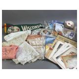 Vtg Lot of Crochet Fabrics, Prints, & More