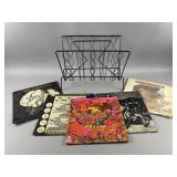 Vtg MCM Magazine Rack & Records