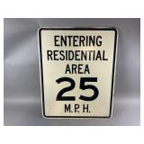 Metal Residential Area Speed Limit Sign