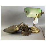 Vtg Brass Lot W/ Desk Lamp