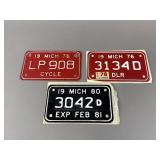 Vintage Michigan Motorcycle License Plates (3)
