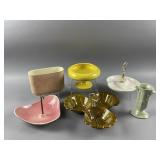 Vtg Royal Copley Pink Triangle Candy Dish & More