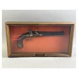 Framed French Flintlock Dueling Pistol Replica
