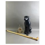 Vtg Seiko Pyramid Clock, Black Dog Sculpture, More
