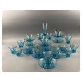 Hazel Atlas Capri Dot Aqua Whiskey Glasses/More