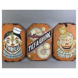 3 Vtg Tilt A Whirl Carnival Metal Sign