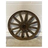 Antique Automobile Wheel Rim with Wood Spokes