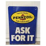 Vintage Metal Double-sided Pennzoil Sign