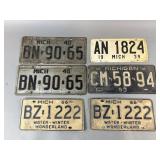Vintage 1939-1966  Michigan License Plates